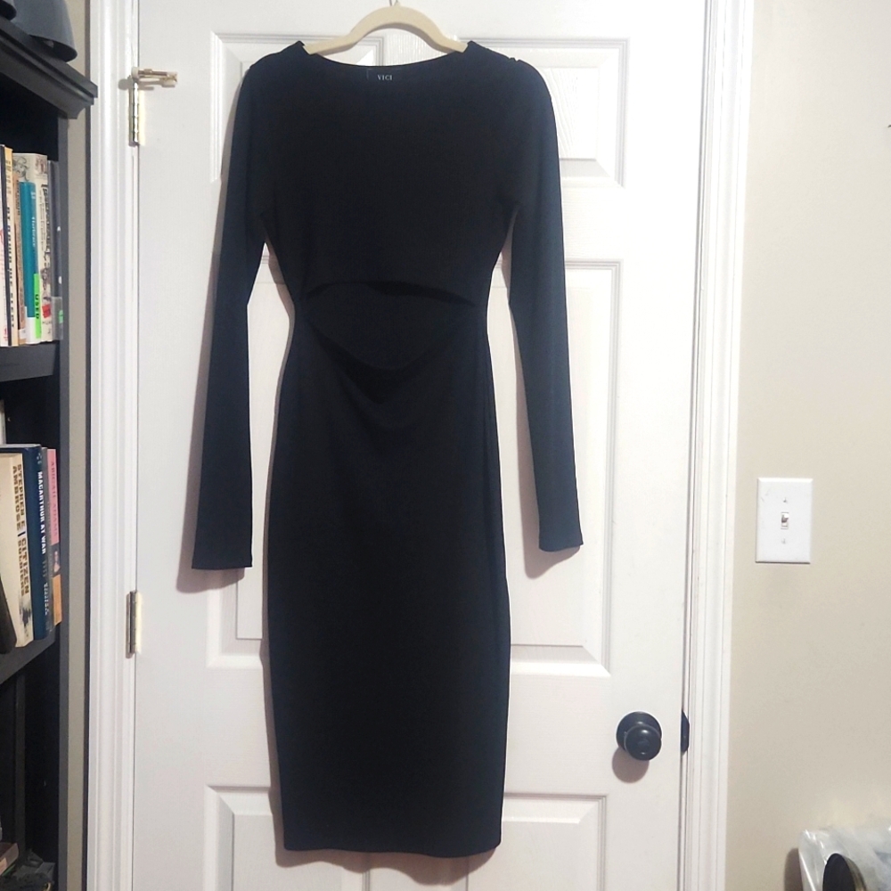 EUC Sz L (runs small) Vici Black Cutout Maxi Dress